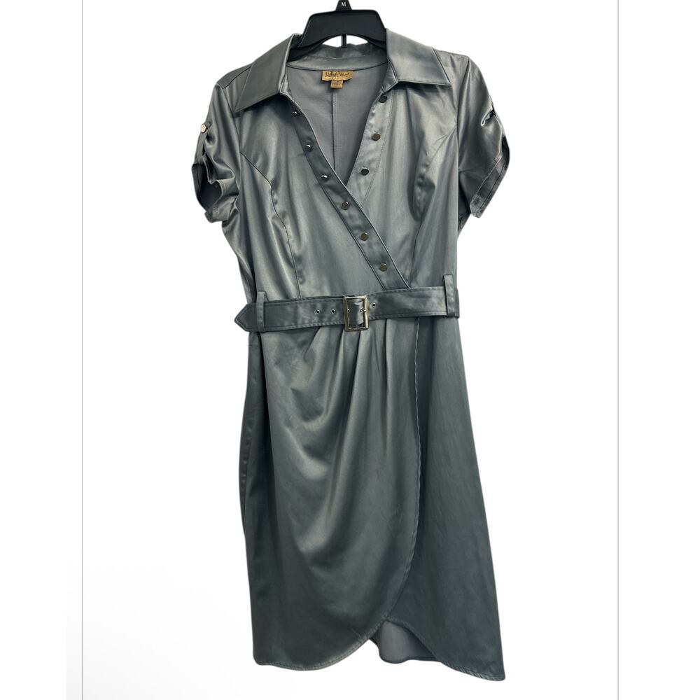 Midnight Velvet Metallic Gray Vintage Retro 1990s Midi Dress Women’s Size 10